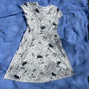 Kids' White and Black Graphic Dress